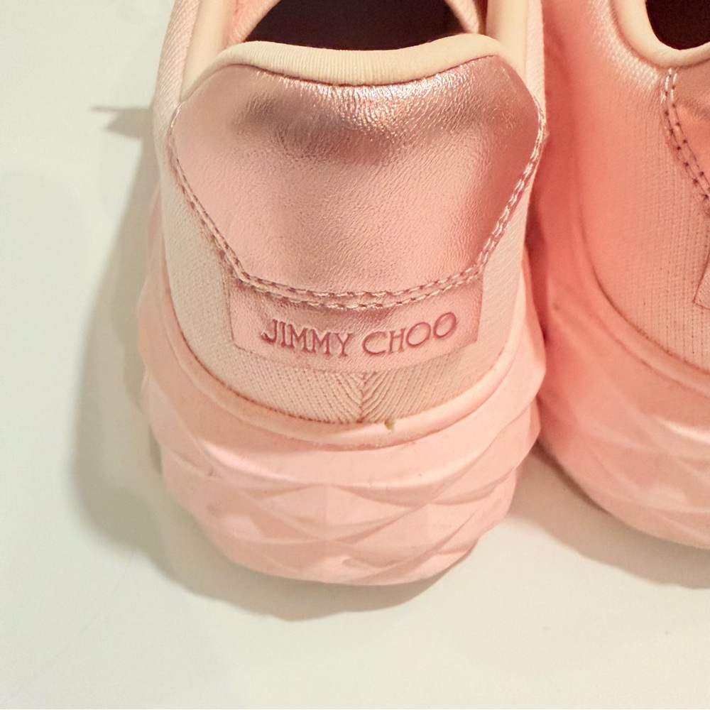 Iconic Jimmy Choo Blush Pink Platform Sneakers Size 7.5 - Picture 6 of 16